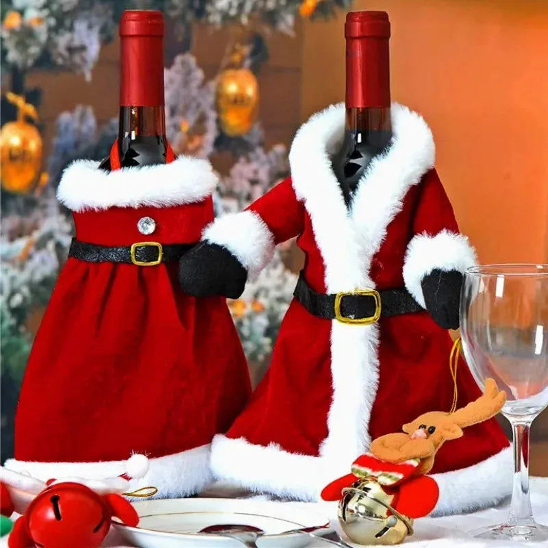 Capa de Garrafa de Vinho Natalina em Veludo para Decoração - Zinova