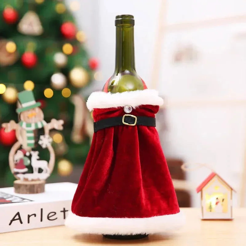 Capa de Garrafa de Vinho Natalina em Veludo para Decoração - Zinova