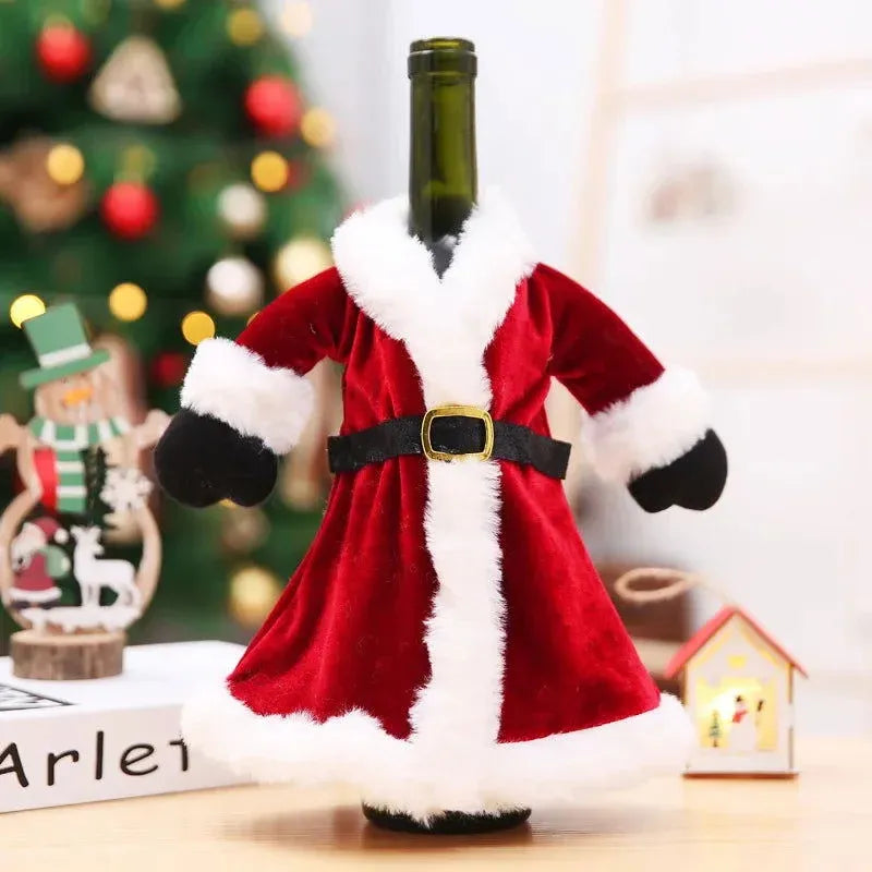 Capa de Garrafa de Vinho Natalina em Veludo para Decoração - Zinova