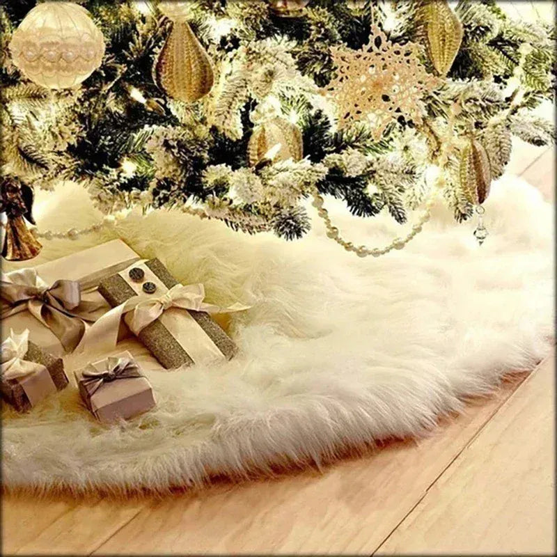 Saia para Árvore de Natal Redonda Plush Neve Branca - Zinova