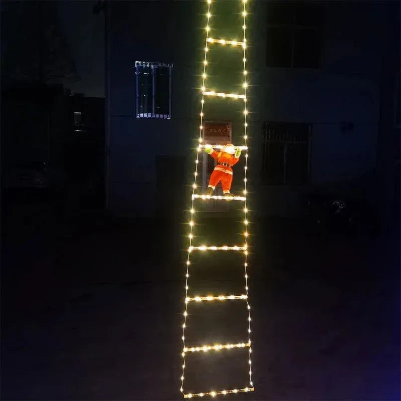 Decoração Natalina Papai Noel com Escada Iluminada de 3m - Zinova