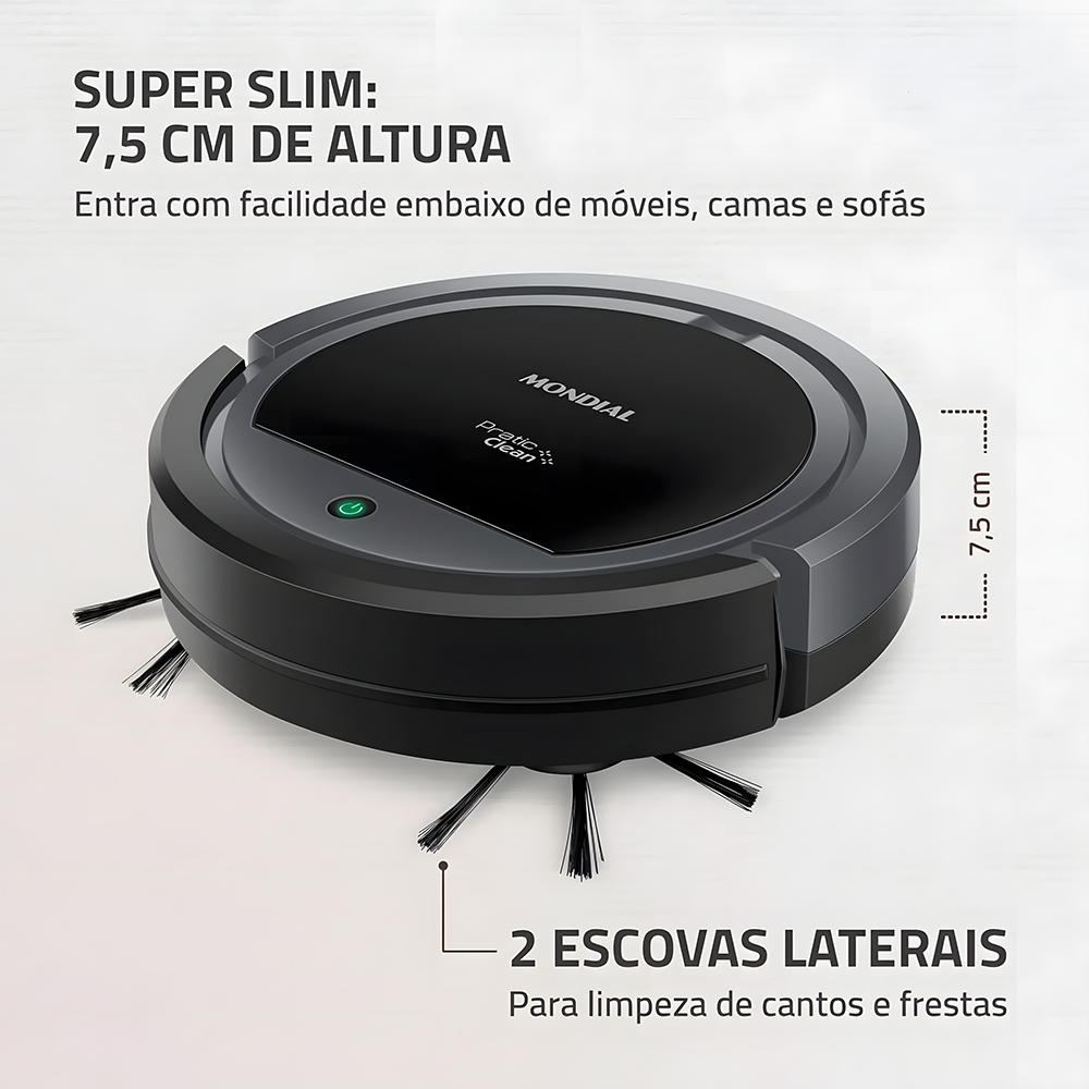 Aspirador de Pó Robô Pratic Clean Mondial RB-11 Bivolt 30w - Simpla