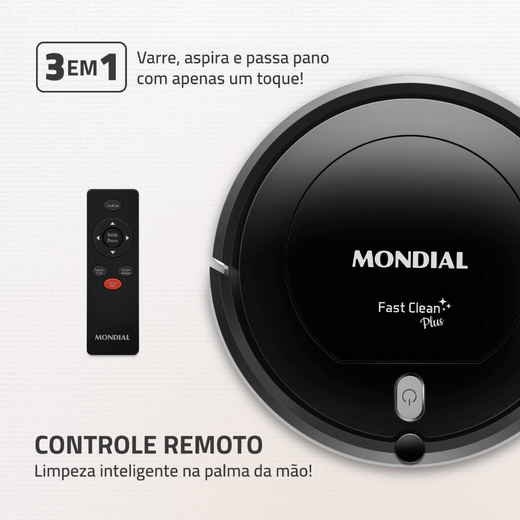 Aspirador de Pó Robô Multi Clean Mondial Rb-03 Bivolt 30w - Simpla