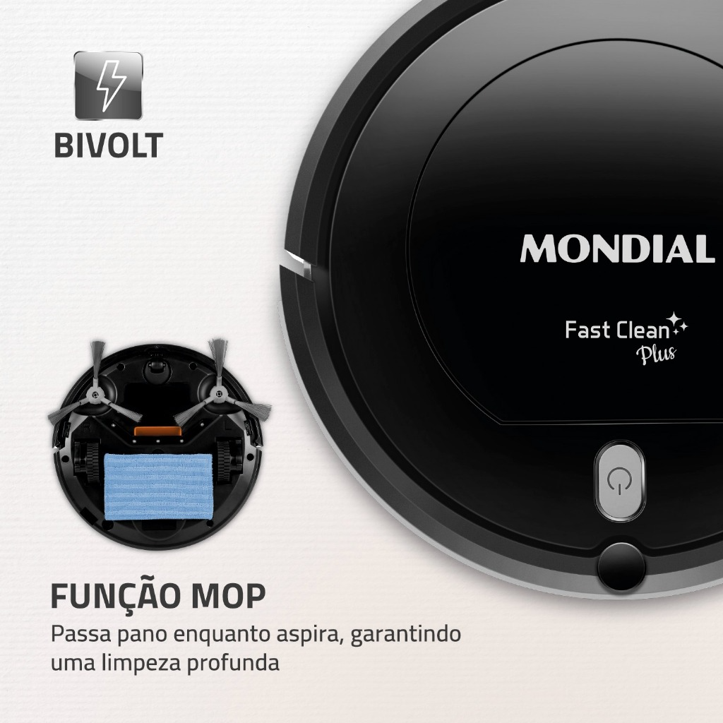 Aspirador de Pó Robô Multi Clean Mondial Rb-03 Bivolt 30w - Simpla