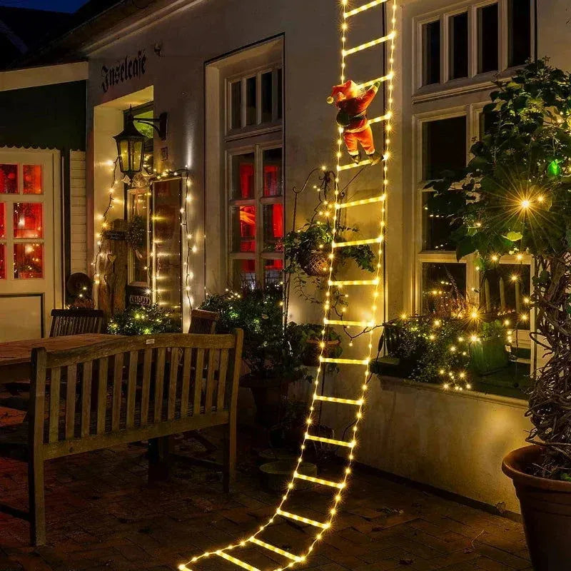 Decoração Natalina Papai Noel com Escada Iluminada de 3m - Zinova