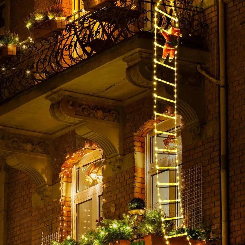 Decoração Natalina Papai Noel com Escada Iluminada de 3m - Zinova