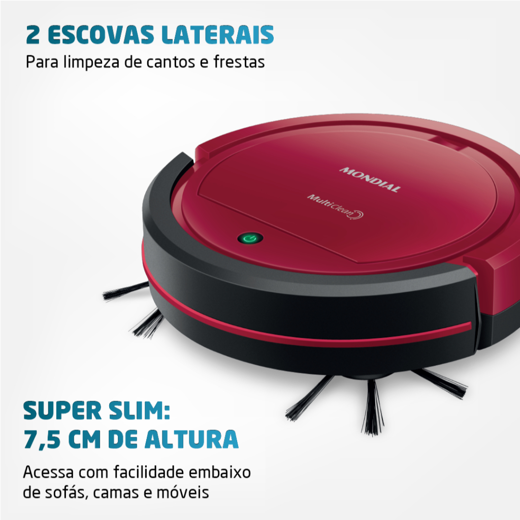 Aspirador de Pó Robô Multi Clean Mondial RB-09 Bivolt 30w - Simpla