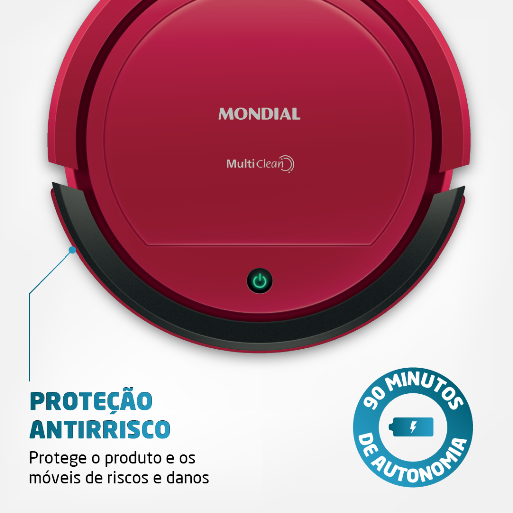 Aspirador de Pó Robô Multi Clean Mondial RB-09 Bivolt 30w - Simpla