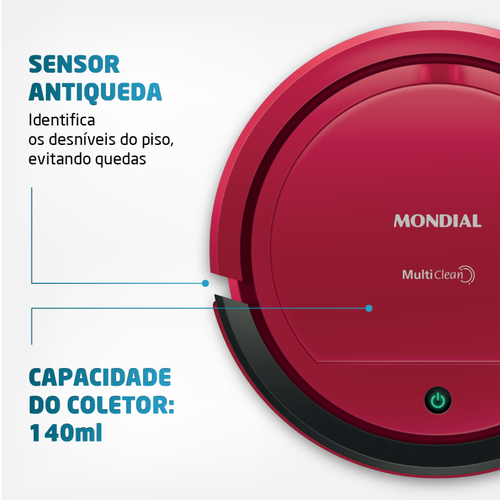 Aspirador de Pó Robô Multi Clean Mondial RB-09 Bivolt 30w - Simpla