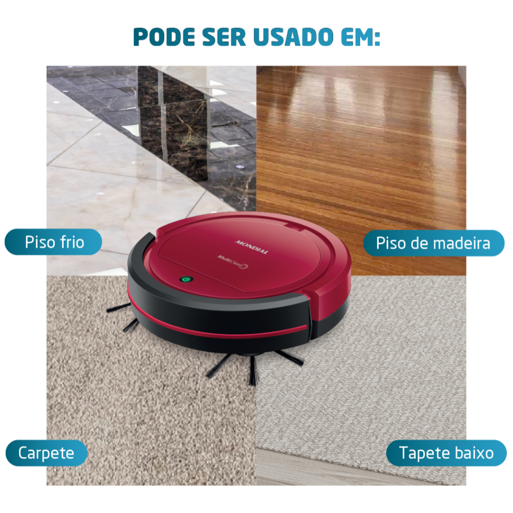 Aspirador de Pó Robô Multi Clean Mondial RB-09 Bivolt 30w - Simpla