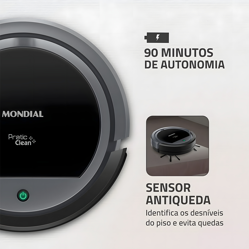 Aspirador de Pó Robô Pratic Clean Mondial RB-11 Bivolt 30w - Simpla