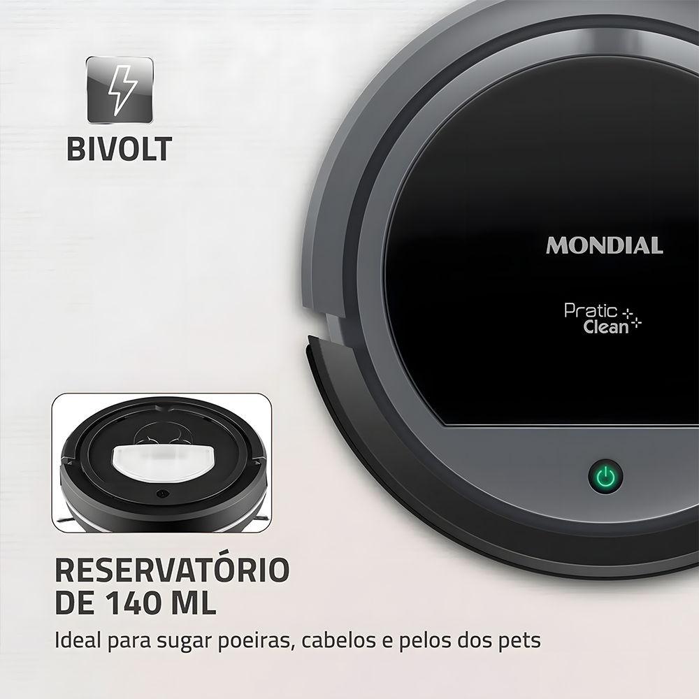 Aspirador de Pó Robô Pratic Clean Mondial RB-11 Bivolt 30w - Simpla